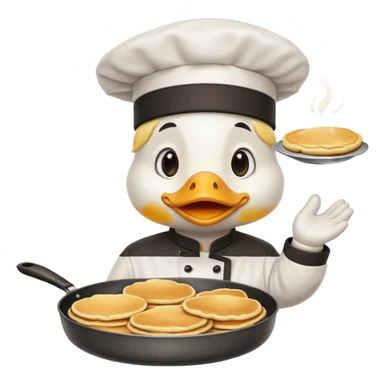 Duck chef is flipping pancakes sticker