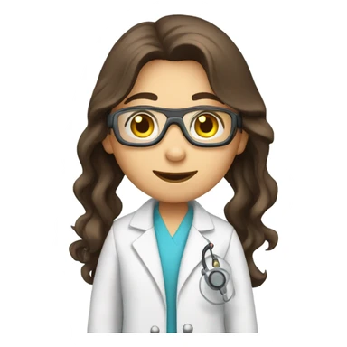 cute brunette scientist long hair  sticker