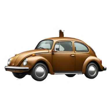 Brown Volkswagen Beetle with pine tree on roof sticker