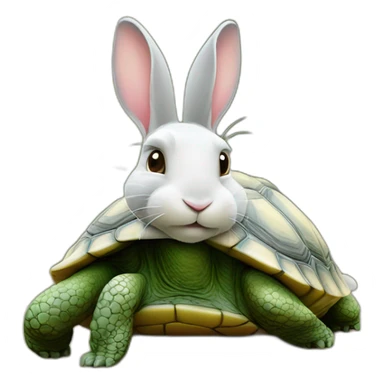 Un lapin sur une tortue sticker