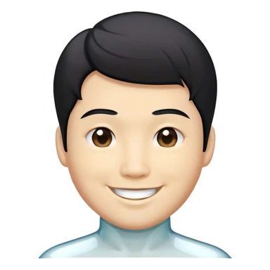 a transparent glass man with black curvy hair asian men smiling sticker