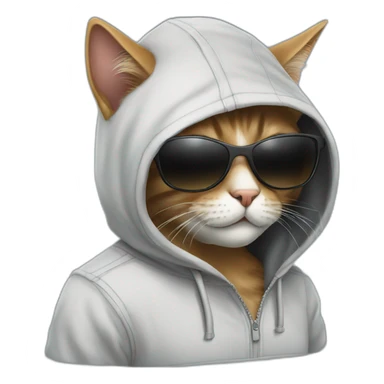 Cat programmer in hoodie in sunglasses hack the system sticker