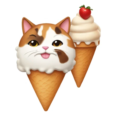 Icecream with fat calico cat sticker