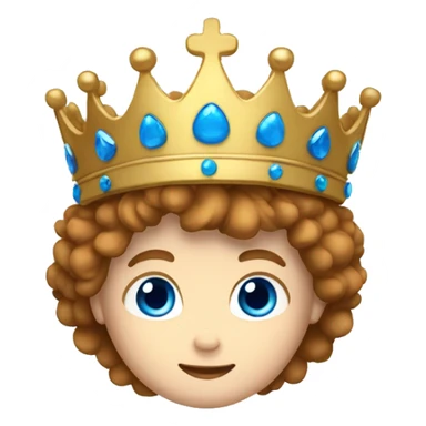 White boy with Brown flippy hair and blue eyes with crown on his head sticker