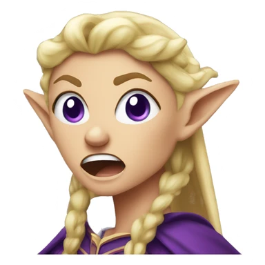 enraged angry, Noble female Elf with Elf ears and blonde hair and purple robes sticker