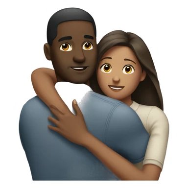 Black man hugging brunette woman sticker