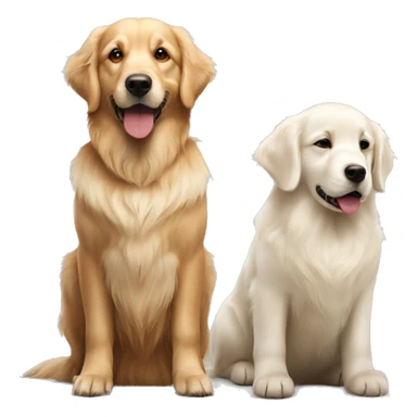White golden retriever and a dark red golden retriever  sticker