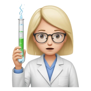 Frowns with Glasses,  Angry Scientist: Lab coat, thin glasses, holding test tube, upset expression
 sticker