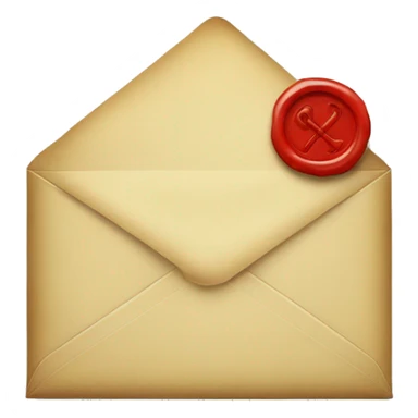 an envelope with a wax seal sticker