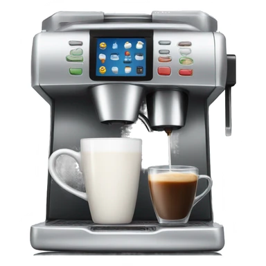 Coffee machine with a mug of coffee and milk  sticker