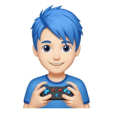 blue gamer Boy happy blue hair sticker