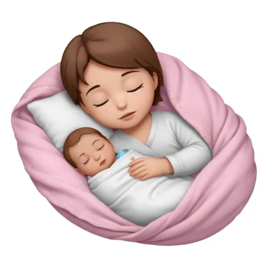 One sleeping baby with brown hair and a white shirt wrapped in a light pink blanket sticker