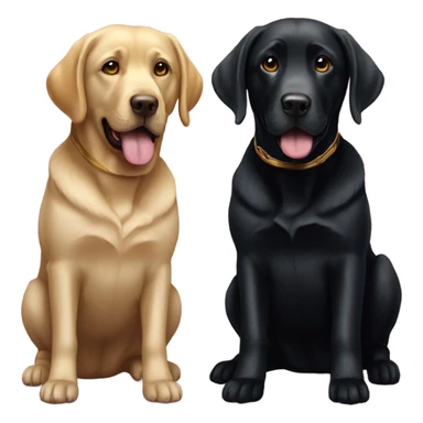 A black Labrador with a golden Labrador  sticker