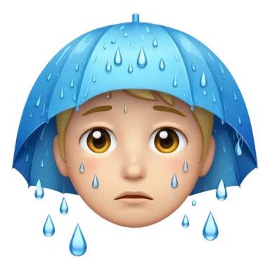 sad face with rain, clear expression sticker