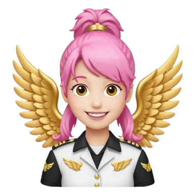 Commander Bloom – pink ponytail pilot in white uniform and gold wings sticker