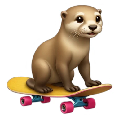 Blonde hair otter on skateboard sticker