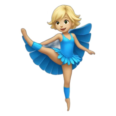 little blonde girl dancing in a blue bird costume sticker