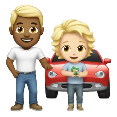 blonde dad plays cars with babyson sticker