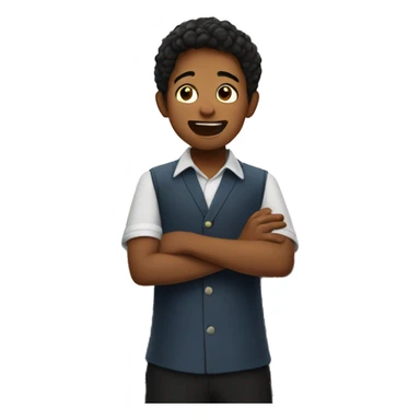 Boy with dark hair singing at a church sticker