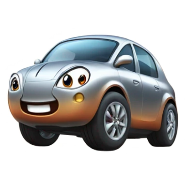 Metal cute Kirby ball driving on 4 car wheels sticker