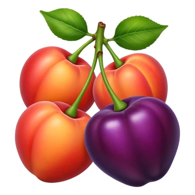 Cherries, peach and eggplant emoji sticker