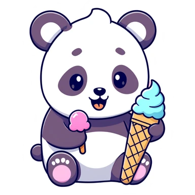 Panda eating ice cream sticker