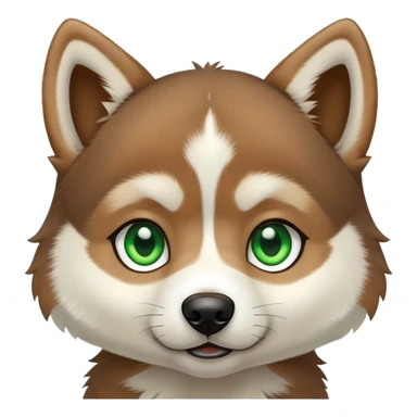 Brown husky green eyes puppy sticker