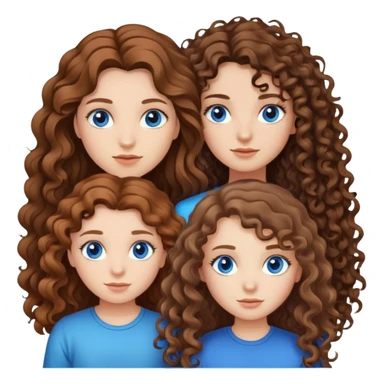 two girls with long brown hair, one with blue eyes and curly hair and the other one with brown eyes and straight hair  sticker