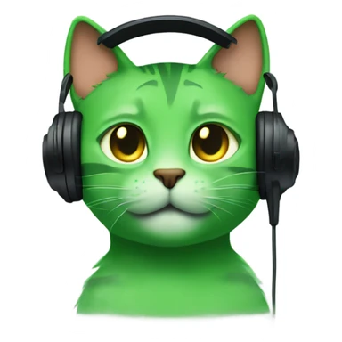 A green cat listen to music sticker