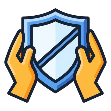 protective gloves handling chemical with safety shield sticker