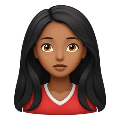 pretty brown skin woman with long black hair and brown eyes looking up sticker