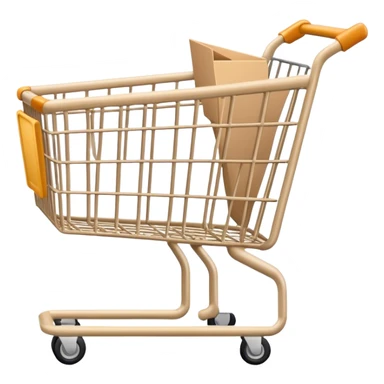aesthetic clean girl emoji of a shopping cart, nothing is in the cart, cart is beige sticker