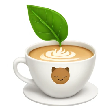 Chai latte with a leaf on the cup sticker