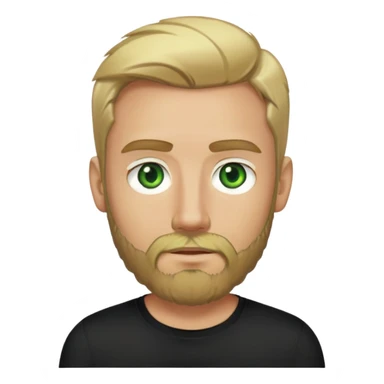 tech bro with beard 5 o clock shadow with more blonde hair, and bright green eyes. No mustache. Just a full beard. And black shirt with no color on it. sticker