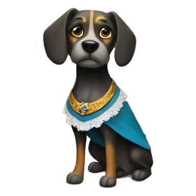 A dog with a skirt in the bengal caves in Portugal sticker