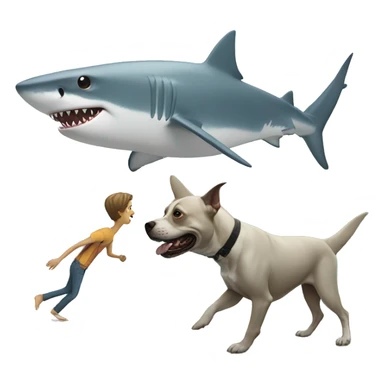 Shark with legs walking a dog sticker