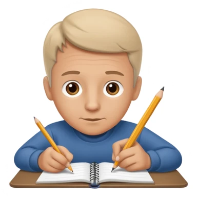 boy drawing grandpa on notebook sticker