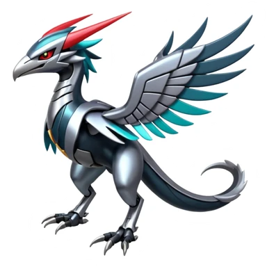Futuristic Shiny Metallic Alloy Cyborg-Cyber-Nargacuga-Noivern-Silvally-fusion (full body) sticker