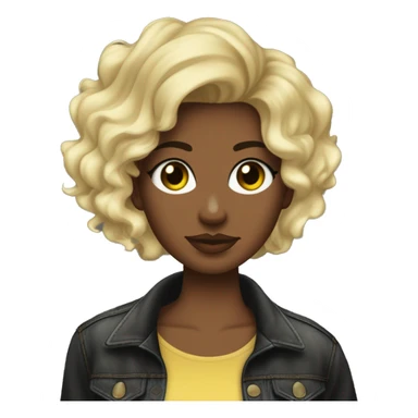 Cheveux noirs mi-longs, légèrement ondulés
Yeux verts perçants
Taille moyenne, silhouette athlétique
Vêtue d'une veste en cuir noir et d'un jean sombre. elle a une main relevé comme si elle tenait quelque chose sticker