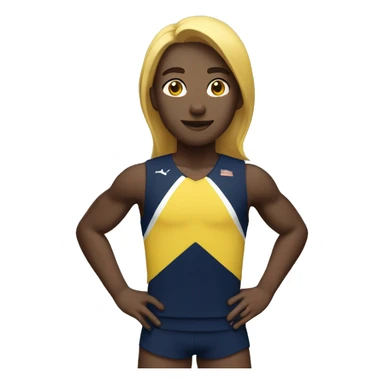 track runner with navy blue and yellow uniform sticker