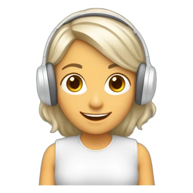 Mujer feliz con audifonos blancos sticker