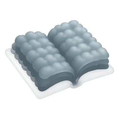 thick open book made entirely of small, very bright white fluffy convex clouds, matte glass style sticker