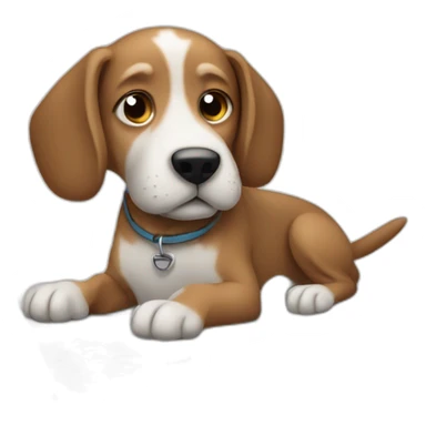 dog working with a computer sticker