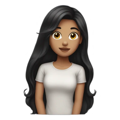 A girl whith black long hair sticker