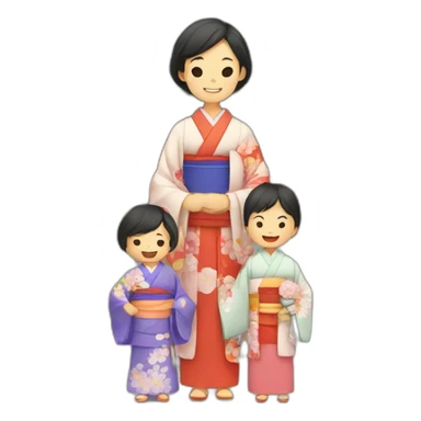 family with kimono in a temple sticker