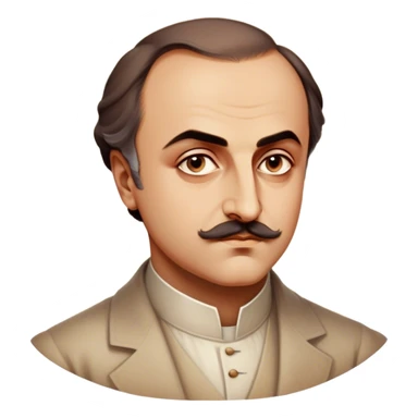 Cinematic Realistic Khalil Gibran Portrait Emoji, depicted as a poetic visionary with gentle thoughtful eyes in classic attire, rendered with soft textures and warm ethereal lighting that captures his literary spirit. sticker
