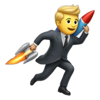 suit man flying rocket sticker