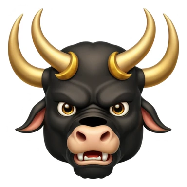 black angry powerful bull with golden horns emoji sticker