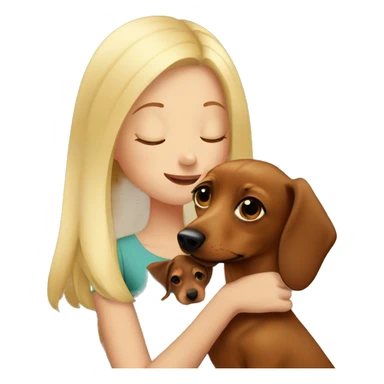 blonde girl kissing brown dachshund sticker
