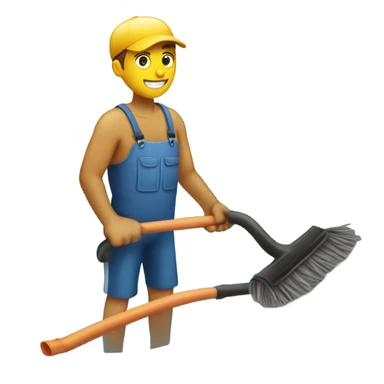 Pool boy cleaning a dirty pool sticker